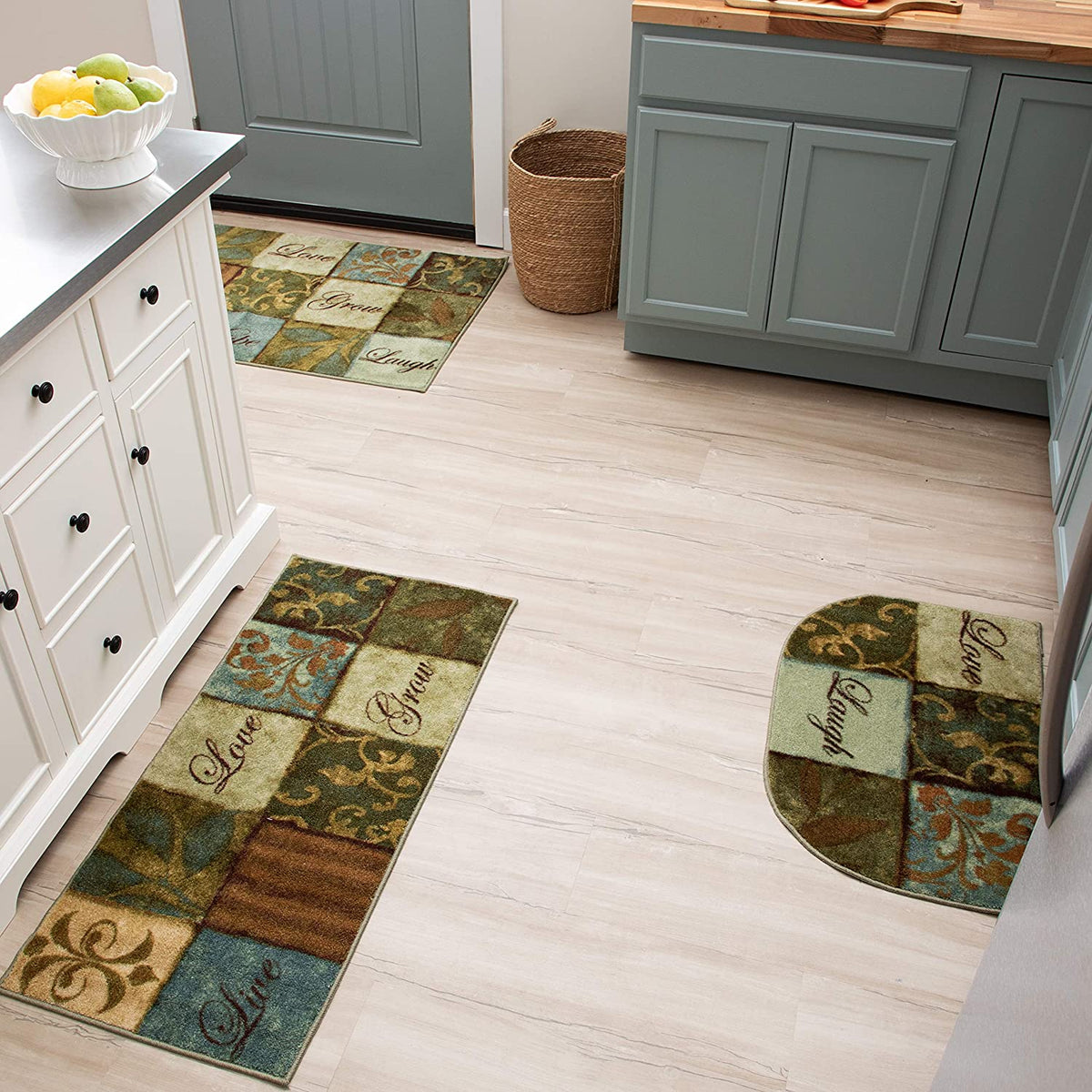 Set of 2- Plant Floral Butterfly Kitchen Rugs with Runner Decor Access –  Modern Rugs and Decor