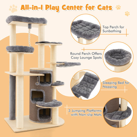 Multi-Level Cat Tree with 3-story Cat Condo-Gray – Adore the Decor