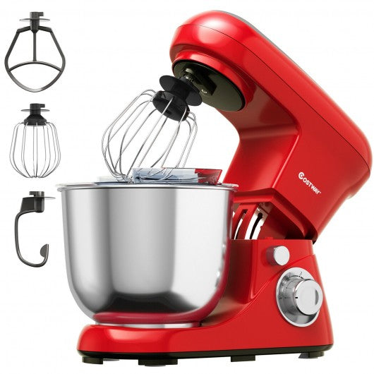 Costway 380W 4.8 qt. . 8-Speed Red Stainless Steel Stand Mixer